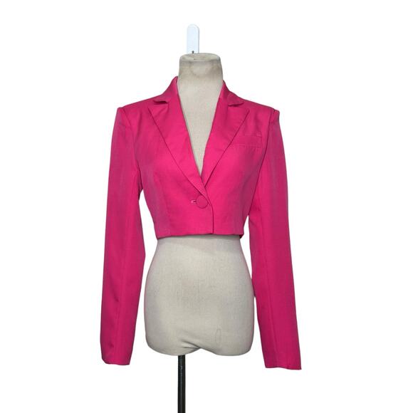 Club L London bubble gum pink one button crop boxy blazer size 4 - Picture 11 of 16